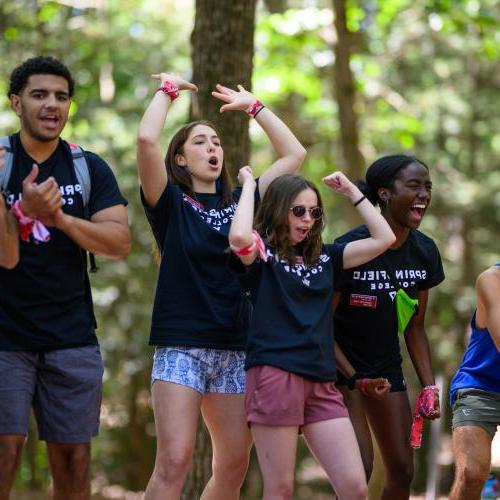 Students cheering at precamp